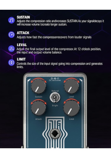 Donner Lax Comp True Analog Compressor Pedalı