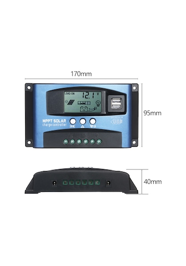 Springsun Mppt Akıllı Lcd Ekranlı Güneş Şarj Kontrol Cihazı, Çift Usb 5v/2a , 12v/24v Otomatik Tanıma