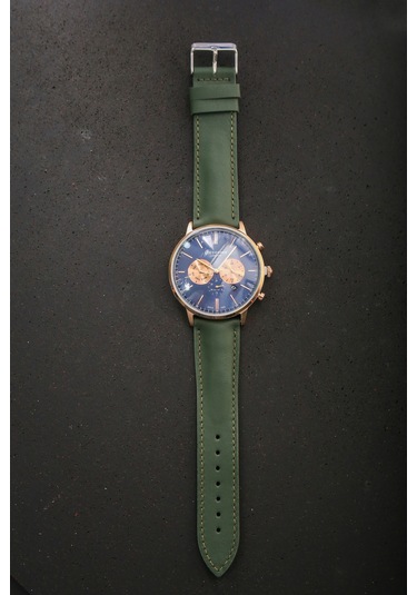 Hakiki Deri 22mm Akıllı Pimli Saat Kordonu Yeşil