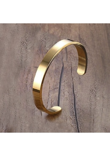 Ehediye Chavin Gold Kelepçe Dizayn Çelik Erkek Bileklik Ds82Sr Altın