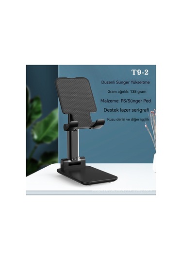 Aurora Taşınabiler Teleskopik Tembel Katlanır Masasüstücep Telefonu Standısiyah Siyah