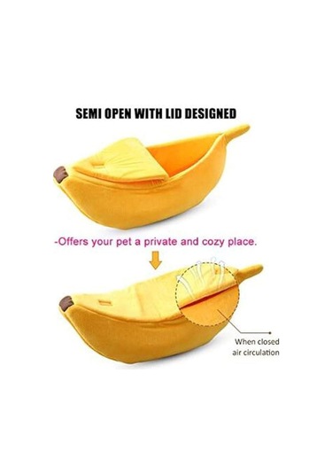 Geeroyoo Muz Şeklinde Yumuşak Sıcak Kediler İçin Evcil Hayvan Yatağı