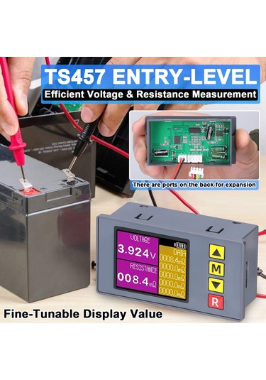 Springsun Ts457 Akü Voltaj Ve İç Direnc Test Cihazı - Kelvin Klips Seti, Dc5v Besleme, Aydınlatmalı Ekran, Otomatik Kapatma, Hassas Ölçüm Çok Renkli