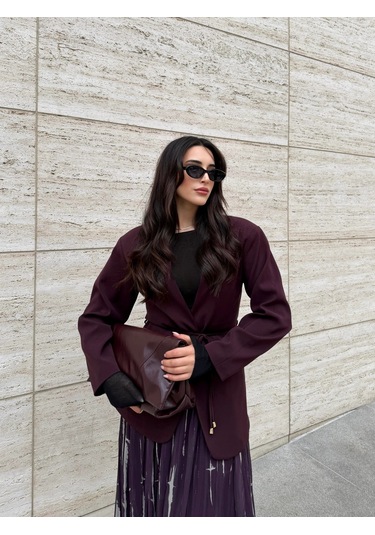 Laluvia Bordo Bağcıklı Ceket - 9702 Bordo