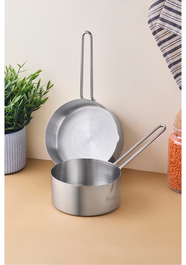 Cookpro Paslanmaz Çelik 2'li Sos Tencere Seti 14-16 Cm Silver Metalık Metalik