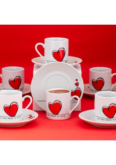 Porsima 04 Porselen 12 Parça Türk Kahve Fincan Takımı 90ml