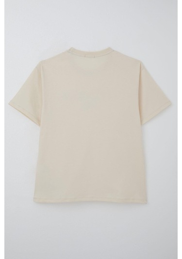 Breeze Erkek Çocuk Tişört Yazı Baskılı Arma Detaylı 9-14 Yaş, Krem KREM