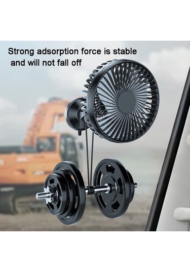 Suıtu 12v/24v Mini Araba Fanı Usb Şarjlı Tek Kafalı Fan 360 Derece Soğutma Fanı, Stil: Vantuz Modeli