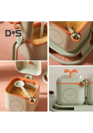 Createtech Pratik Toz Geçirmez Çeşni Kabı Seti Mükemmel Tuz Baharat Kutusu Yeşil