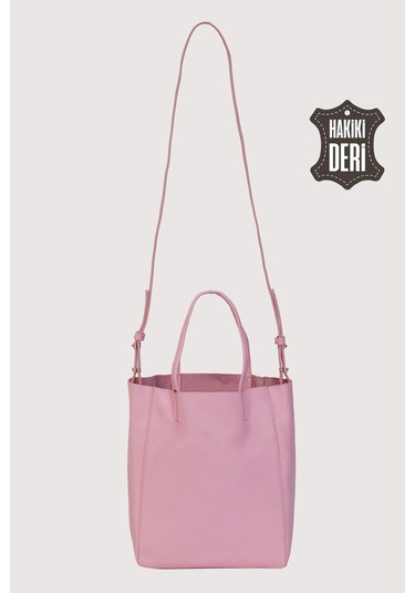 Hakiki Deri Kadın El Çantası Pembe Smr8751 Pembe