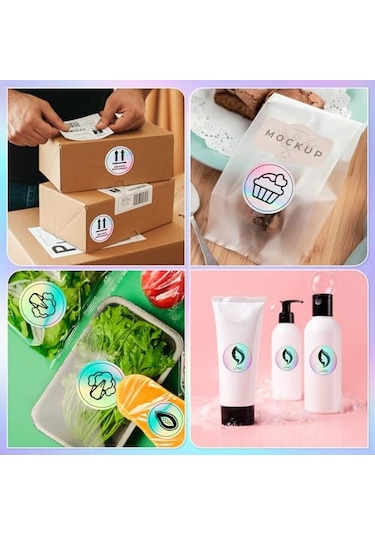 Dofolink 400 Adet 2 İnç Termal Etiket - Yuvarlak, Holografik, Suya/yağa/çizik Dayanıklı, Kolay Yazdır & Uygula 4000