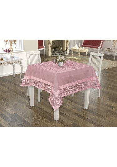 Raşel Örme 160x160 Pano Desenli Masa Örtüsü Pembe Pembe