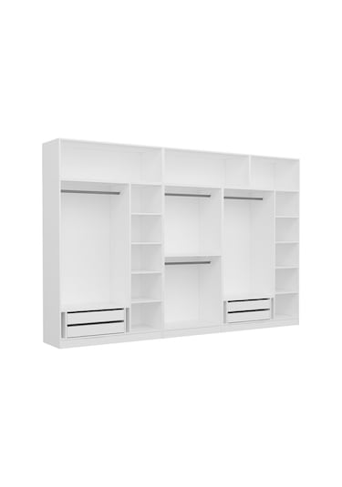 Minar Kale 8 Kapaklı 4 Aynalı 4 Ç Dolap Ve Yüklük Beyaz Antrasit 255cm