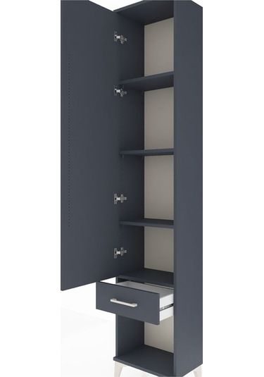 Arges Dolap 4 Raflı Tek Çekmeceli Tek Kapaklı 44x30x221 Antrasit-antrasit Antrasit