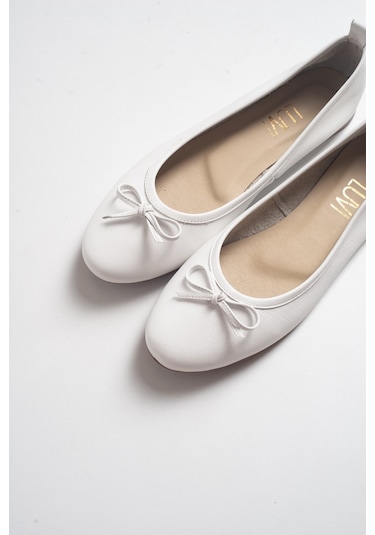Luvishoes Cilt Kadın Babet Ayakkabı 01 Beyaz