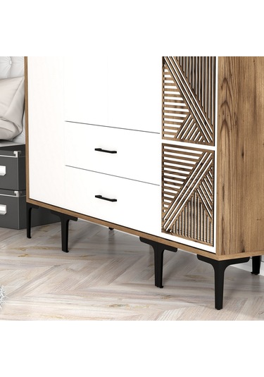 Variant Kumsal 4 Kapılı Stp Gardrop - Ceviz / Beyaz