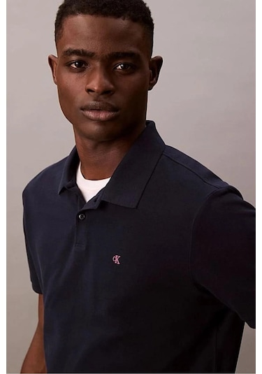 Calvin Klein Erkek Polo Yaka Pike T-shirt - Lacivert-8757 Dark Sapphire