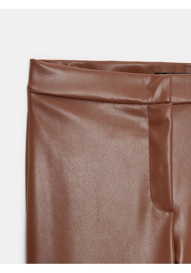Dilvin 72237 Suni Deri Çan Paça Pantolon-karamel Karamel
