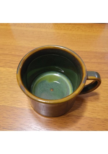 El Yapımı Seramik Kupa Organik Boya Haki