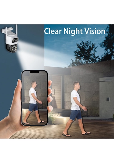 Fhd 2mp Çift Kameralı Çift Ekranlı Ptz Outdoor Güvenlik Kamera...