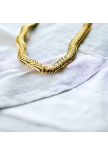 Çelik Kadın Yassı Zincir Kolye Çelik