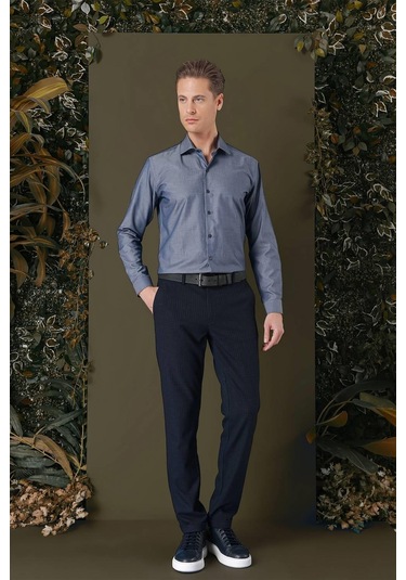 Gk 709 Slim Fit Füme Klasik Gömlek Füme