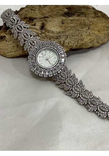 Gümüş Beyaz Taşlı Kadın Bileklik Rodyum