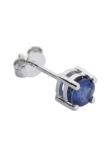 14 Ayar Altın 0.64 Karart Safir Tektaş Tek Küpe Çift Değildir Beyaz