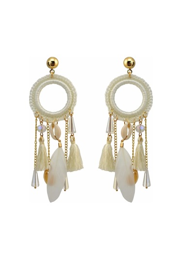 Çingene Etnik Boho Büyük Telafi Halat Uzun Tüy Damla Saçak Iplik Mavi Mavi