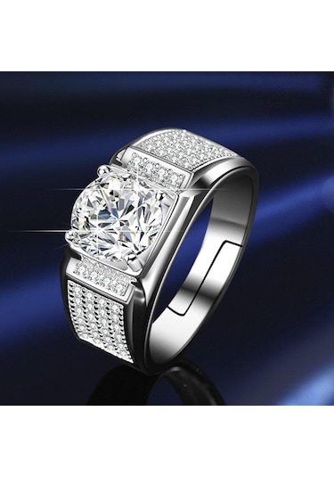 Yeşil Bague Ringen Gerçek Mozanit Yüzük Erkekler Için Gümüş 2 Karat Yuvarlak Parlak Elmas Nişan Yüzüğü Erkek Düğün Takı