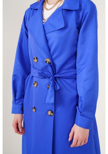 Bigdart 5853 Kruvaze Yaka Trençkot - Saks 001