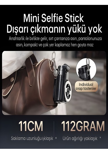 Magsafe Mıknatıslı 41.5 Cm 360 Ayarlanabilir Bluetooth Alüminyum Telefon Tripod Android İos