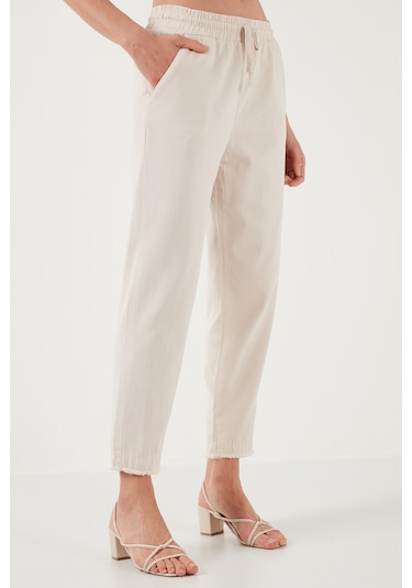 Lela Pamuklu Normal Bel Regular Fit Düz Paça Bayan Pantolon 668Yp42282S4 Taş