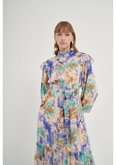 Ftz İpek Şifon Elbise Mor 31038 Mor