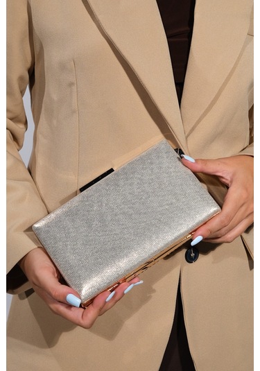 Gomeda Bakır Kare Taşlı Kadın Abiye Çanta Bakır