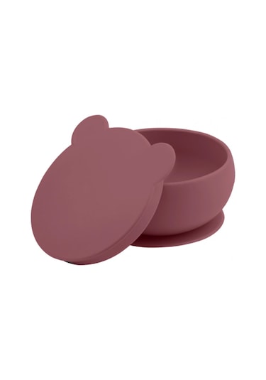 Oioi Silikon Vakum Tabanlı Kapaklı Kase Bordo