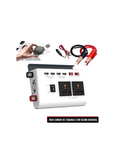 Xindoker 12v'den 220v'ye Dönüştürücü, 300w Geliştirilmiş Sinüs Dalga, Dijital Led Ekranlı Araç İçin Inverter