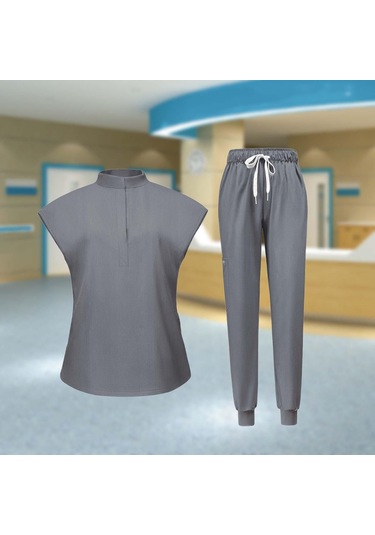 Suntek Kadın Üniforma Fırçalama Seti Yıkanabilir Üst L-gri