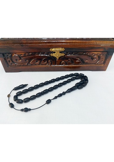 Soma Tesbih Akay Usta İmzalı Kapsül Kesim Abanoz Ağacı Tesbih... Ölçü: 8 X 12