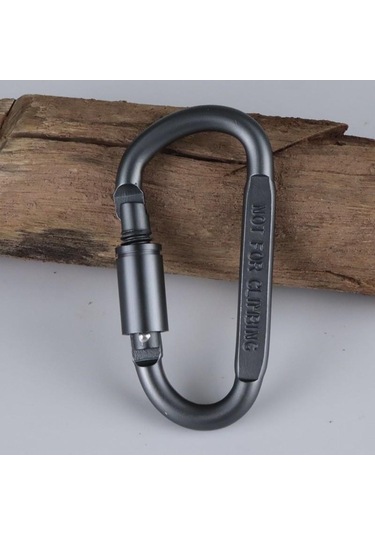 Gri D-ring Kilit Karabina Klip Seti Vida Kilit Kanca Toka Karabina Kamp Araçları Dağcılık Dişli 1pcs Gri
