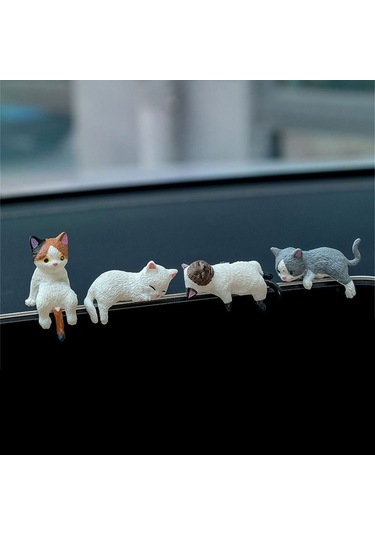 Samdoo Renkli Simülasyon Kedi Mini Figür - Araç İç Ekran Dekorasyonu