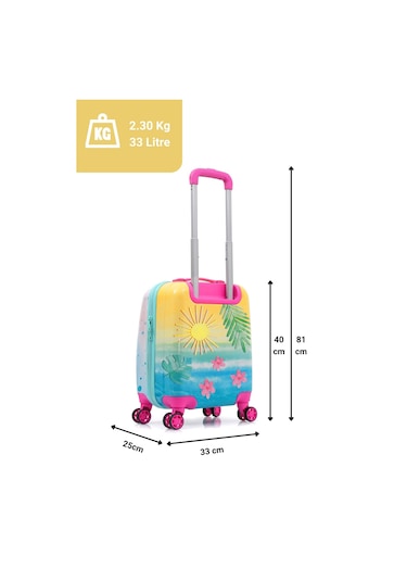 Gedox Kids Pembe Flamingo Ve Güneş Desenli Kız Çocuk Valizi 153.03 Pembe Flamingo Ve Güneş