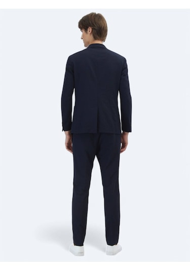 Kip Lacivert Desenli Modern Fit Takım Elbise Lacivert