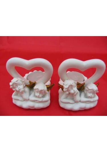 Melek Figürler-QQC 2Lİ MELEK T-LIGHT7.5X9.5X8 CM