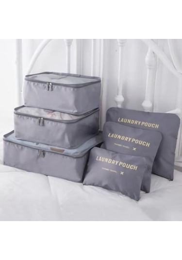 Novahub Gri Seyahat Su Geçirmez Naylon Fermuar Örgü Saklama Çantası Seti Elbise Çantası Bagaj Organizatör Konteyner Diğer