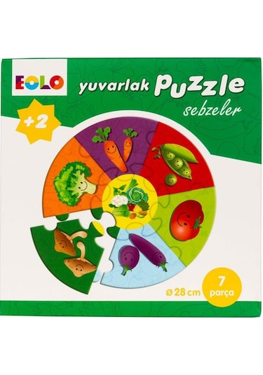 +2 Yaş Yuvarlak Puzzle Sebzeler (Eolo Yayınları)