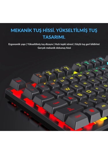 Shopytech Rgb Aydınlatmalı 104 Tuş Gaming Klavye Usb 2.0 Mekanik Tuş Hissi Fn Kısayolları