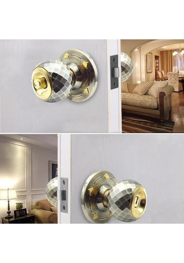 Pazly Yeşil Kapı Tokmağı Alüminyum Alaşımlı Ağır Hizmet Bilyalı Kilit Ayna Kaplaması, Yatak Odası Banyosu İçin 3 Anahtarlı