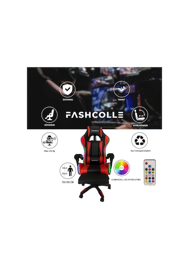 Fashcolle Red Star Işıklı - Masaj Özellikli Oyuncu Koltuğu Kırmızı-siyah