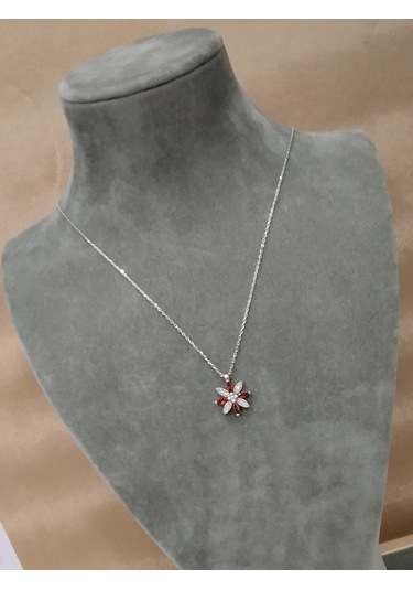 925 Ayar Gümüş Rengarenk Papatya Model Kolye Gümüş